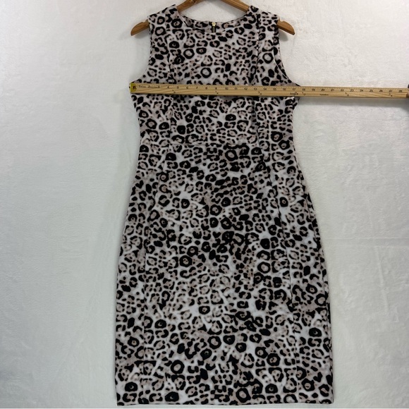 Calvin Klein Leopard Print Fitted Dress 12 Stretchy Date Night Office Siren - Picture 3 of 12
